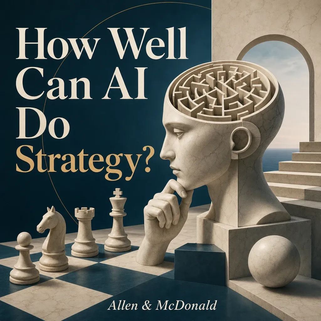 Cover art for a paper benchmarking how well AI does strategy